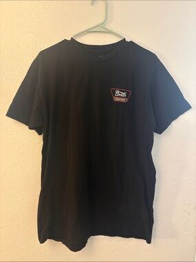 Brixton Black Short Sleeve Tee with Red Logo Patch